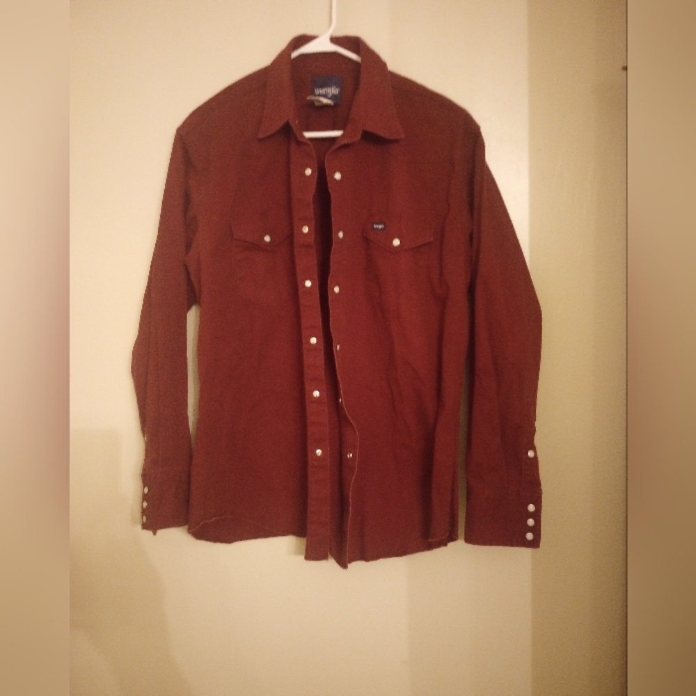 Wrangler Vintage men's long sleeve pearl button brush popper shirt